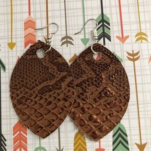 Boho Embossed Leather Earrings